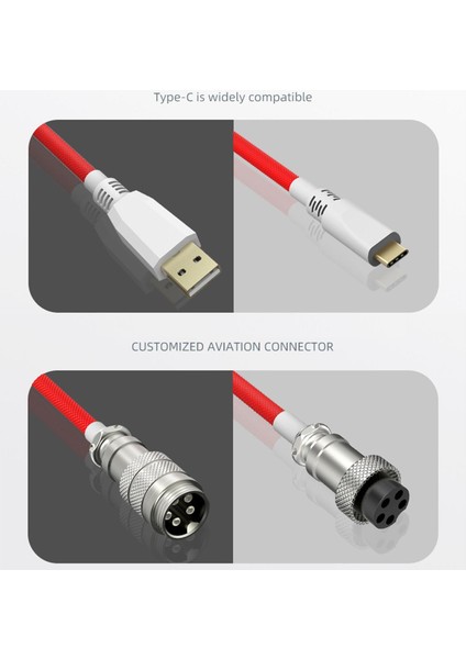 Tip-C Klavye Kablosu Coıled Usb3.0 2.2m Mekanik Klavye Bilgisayarları Için Kırmızı (Yurt Dışından)