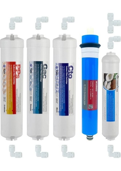 Aquanature Kapalı Kasa Su Arıtma Cihazı 5 Li Inline Filtresi Seti 5 Aşamalı & Kuno Membran