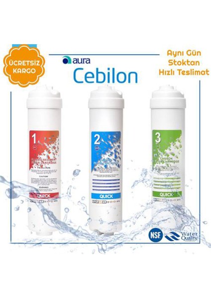 Ihlas Aura Cebilon Silver Su Arıtma Cihazı Uyumlu 3lü Filtre Set (6 Adet Dirsek Hediyeli) fiyatları