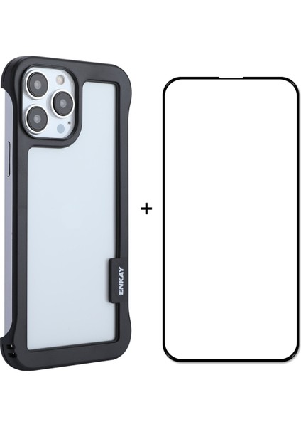 Çerçevesiz Pc Durumda + Cam Film Apple iPhone 13 Pro Max Siyah (Yurt Dışından)