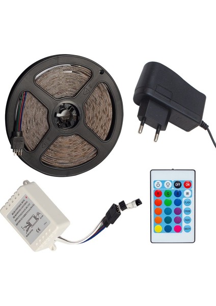 Powermaster Om-6 Silikonlu 5 Metre Rgb Şerit LED Animasyon Devreli + Adaptör Set