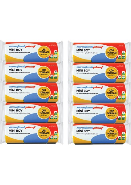 Çöp Torbası Mini Boy Beyaz 40 x 50 cm 40'lı x 10 Rulo