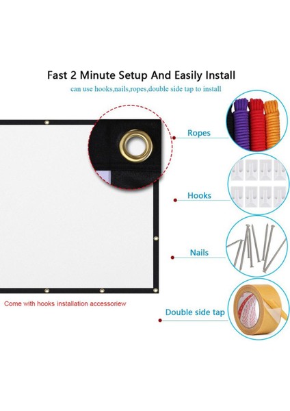 60-150 Inç Projeksiyon Ekranı, 16: 9/4: 3 Katlanabilir Anti-Projektör Ekranı (133X75CM) 16: 9 (Yurt Dışından)