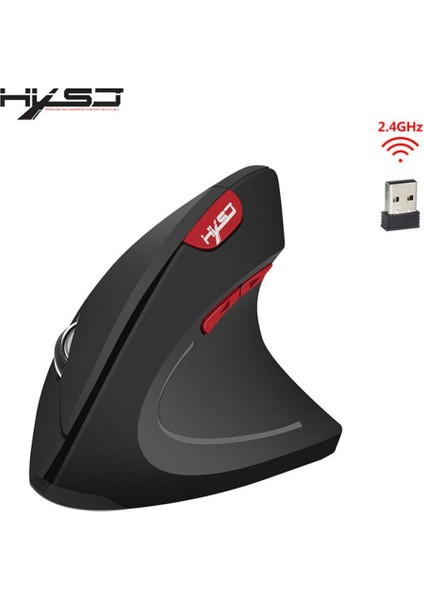 2.4g Ergonomik Optik Kablosuz Fare 800/1600 / 2400DPI Dikey Fareler Siyah (Yurt Dışından)