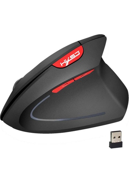 2.4g Ergonomik Optik Kablosuz Fare 800/1600 / 2400DPI Dikey Fareler Siyah (Yurt Dışından)