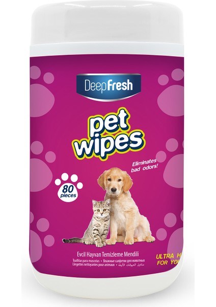 Deep Fresh Pet Temizleme Mendili Kutulu 80 Yaprak