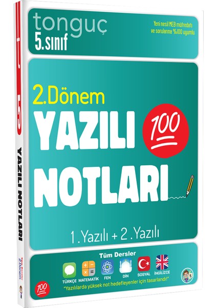 Tonguç Akademi Tonguç Yayınları 5. Sınıf Yazılı Notları 2. Dönem 1 ve 2. Yazılı