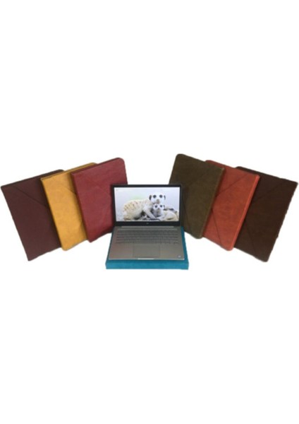 MacBook Pro 13.3 ve 13.3 Tüm Notebooklara Uyumlu Vegan Deri Çanta Sleevebag Stand