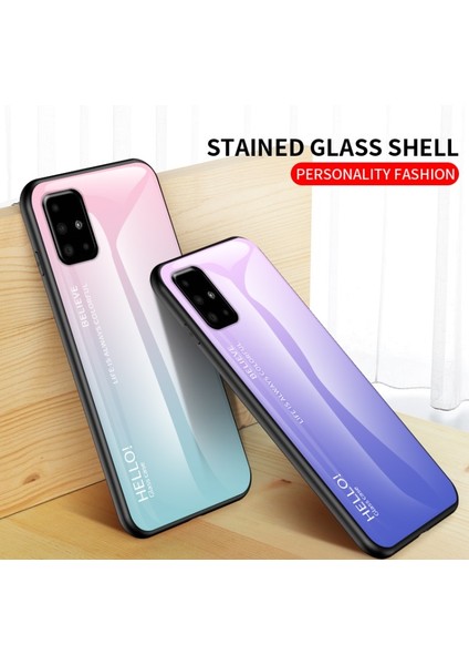 Galaxy A51 Için Gradyan Renkli Temperli Cam + Pc + Tpu Telefon Kılıfı (Yurt Dışından)
