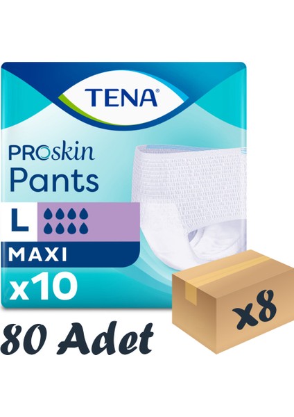 Proskin Pants Maxi Emici Külot, Büyük Boy (L), 8 Damla, 10'Lu 8 Paket 80 Adet