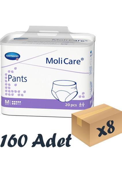 Hartmann Molicare Pants Emici Külot 8 Damla Medium 20'Li 8 Paket 160 Adet