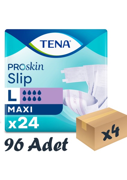 Slip Maxi Bel Bantlı Hasta Bezi, Büyük Boy (L), 8 Damla, 24'Lü 4 Paket 96 Adet