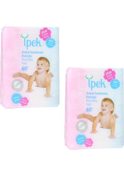 Ipek Maxi 60 Adet Bebek Temizleme Pamuğu 2 Li Paket