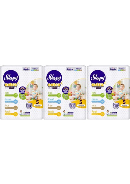 Bebek Bezi Extra Beden:5 (11-18KG) Junior 240 Adet (4 Lü Jumbo Pk Serisi) (3pk*80)