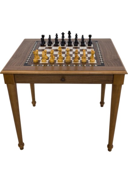 Satranç Masası Torna Ayak (70X80X72 Cm) Çekmeceli