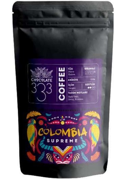 Chocolate 333 Colombia Supreme Filtre Kahve 250 G