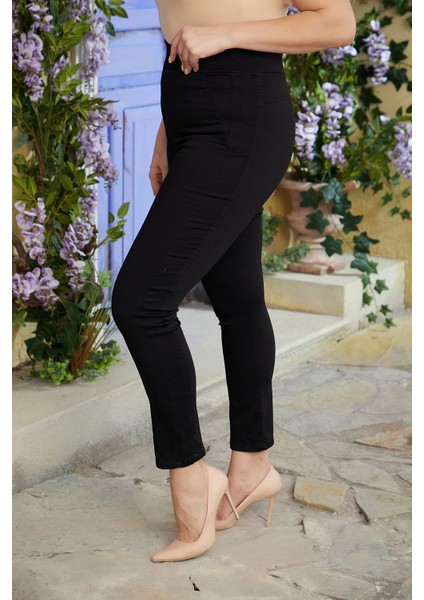 Beli Lastikli Büyük Beden Siyah Pamuk Pantolon fiyatları