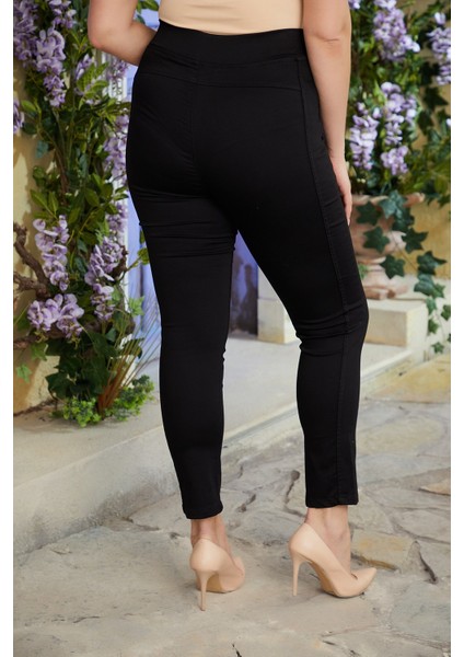 Beli Lastikli Büyük Beden Siyah Pamuk Pantolon modelleri