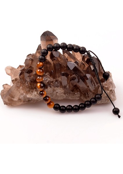 Kaplan Gözü - Obsidyen Taşı Bileklik - Ayarlamalı