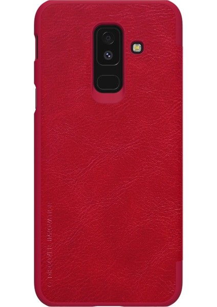 Samsung Galaxy A6 Için Kart Yuvalı Deri Kılıf - Kırmızı (Yurt Dışından)