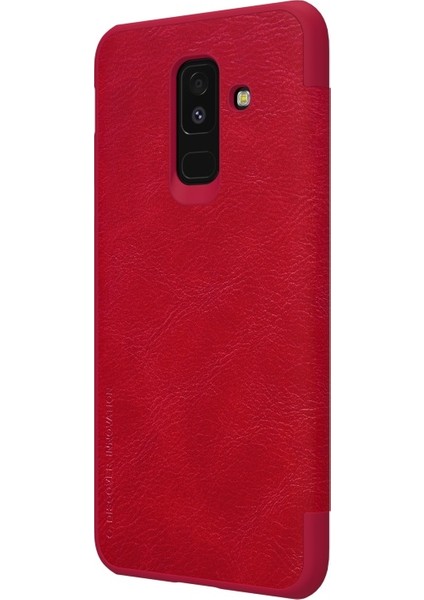 Samsung Galaxy A6 Için Kart Yuvalı Deri Kılıf - Kırmızı (Yurt Dışından)