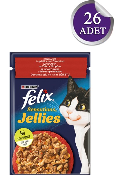 Felix Sensations Jellies Domates Soslu Sığır Etli 26 x 85 gr