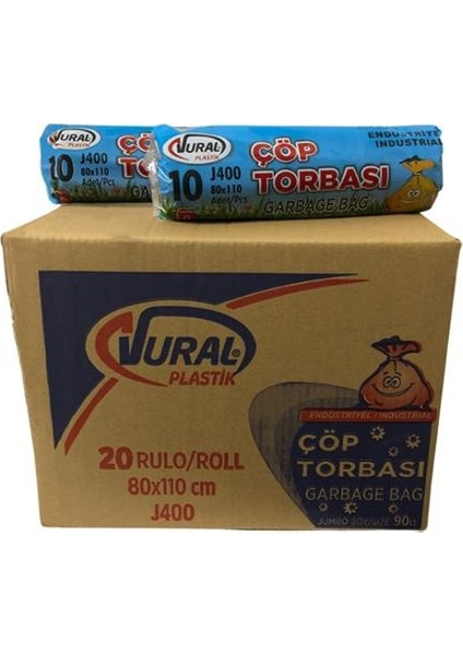 Endüstriyel Jumbo Çöp Torbası 80*110 cm 400 gr Siyah 20 Adet