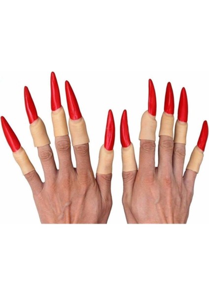 Halloween Cadılar Bayramı Cadı Tırnağı Kırmızı Halovin Partisi Kostümleri