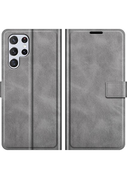 Samsung Galaxy S22 Ultra Için Manyetik Pu Deri Tpu Telefon Kılıfı (Yurt Dışından)