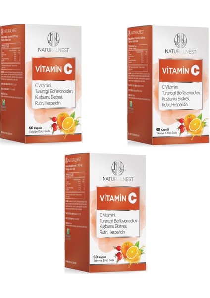 Vitamin C 500 Mg 60 Kapsül 3 Adet