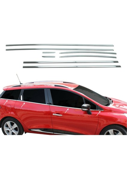 Renault Clio 4 Sport Tourer Krom Cam Çıtası 8prç Paslanmaz Çelik