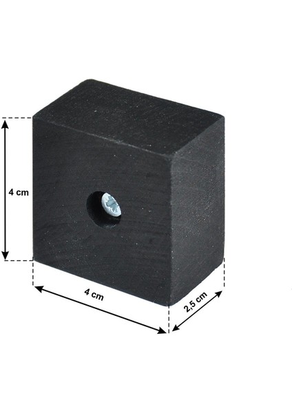 Masa Sandalye Mobilya Koltuk Ayak Yükseltici 6'lı Boy 25 mm En 4 cm Siyah