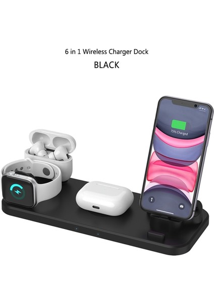6 In 1 Kablosuz Şarj Standı Cep Telefonu Hızlı Şarj Dock Mikro USB Tipi iphone Iwatch Için 5 4 3 Aırpods Kablosuz Şarj (Yurt Dışından)