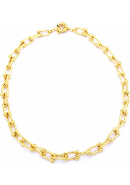 22 Ayar Altın Kaplama Tiffany 7 mm Bayan Zincir Kolye ZN-147