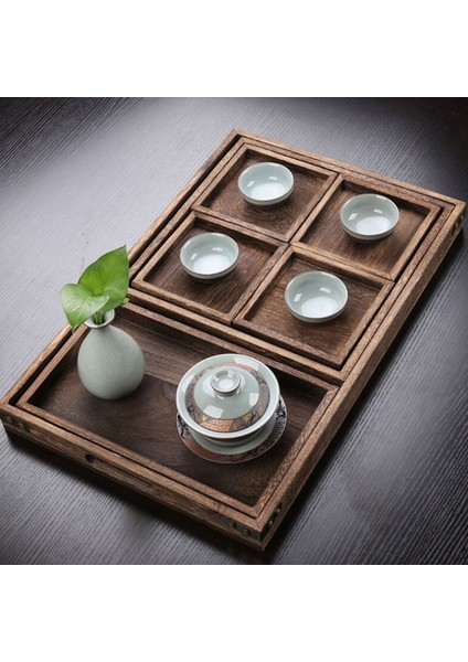 7 Rustik Paulownia Set Ahşap Yuvalama Servis Tepsileri Kesme Kolları İle Set | Çay Tepsileri (Yurt Dışından)