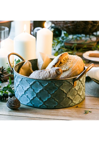 Nordic Vintage Yuvarlak Meyve Sepeti Sıkıntılı Metal Hizmet Tepsisi Snack Tatlı Plaka Mutfak Dekoratif Tepsi Kolu İle | Bulaşıklar Ve Tabaklar (Yurt Dışından) modelleri