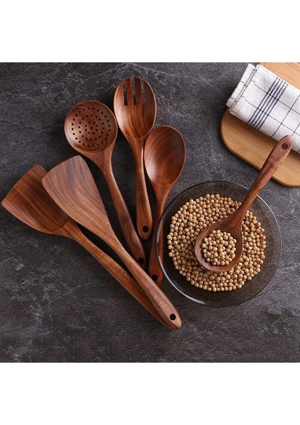 6 Adet Teak Ahşap Kaşık Masif Ahşap Spatula Mutfak Pişirme Ahşap Spatula Pişirme Spatula Set Ahşap Scoop Sofra Takımı | Pişirme Aracı Setleri (Yurt Dışından)