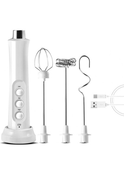 Usb Şarj Edilebilir Süt Frother El Elektrikli 3 Hızlar Köpük Makinesi Paslanmaz Çelik Çırpma İle Cappuccino Latte Kahve | Yumurta Çırpıcı (Yurt Dışından)