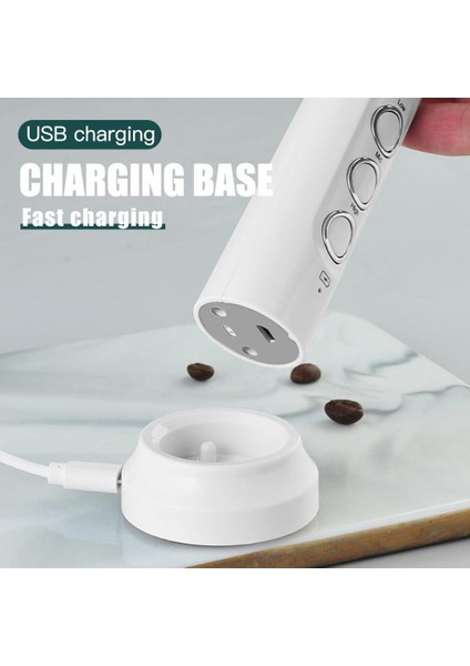 Usb Şarj Edilebilir Süt Frother El Elektrikli 3 Hızlar Köpük Makinesi Paslanmaz Çelik Çırpma İle Cappuccino Latte Kahve | Yumurta Çırpıcı (Yurt Dışından)