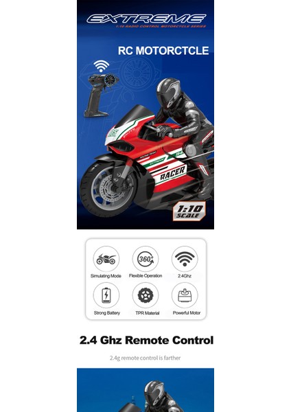 1:10 Ölçekli Ducati Uzaktan Kumanda Motosiklet 25 Km / H 4 Kanallar Yüksek Hızlı Yarış Elektrikli Kapalı Yol Araç Rc Araba Oyuncaklar (Kırmızı) (Yurt Dışından) modelleri