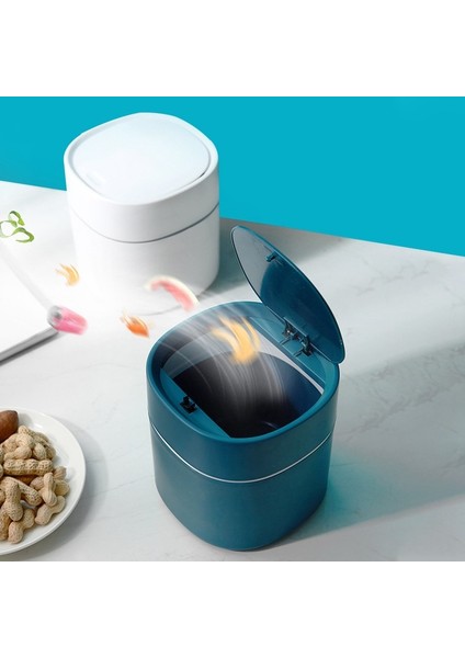 Mini Küçük Atık Boins Masaüstü Çöp Sepeti Ev Masa Plastik Çöp Kutusu Ofis Malzemeleri Dust Binalar Sundries Varil Kutusu | Atık Kutuları (Mavi) (Yurt Dışından)