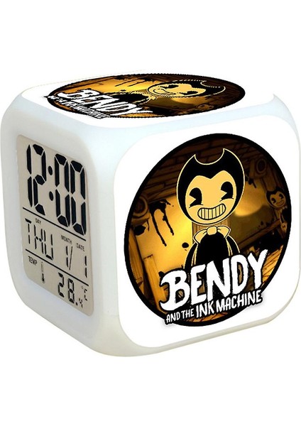 Bendy Ve Mürekkep Makinesi Termometre Parlayan Küp Çalar Saat Kare Renkli Çocuk Odası Dekorasyon (Yurt Dışından)