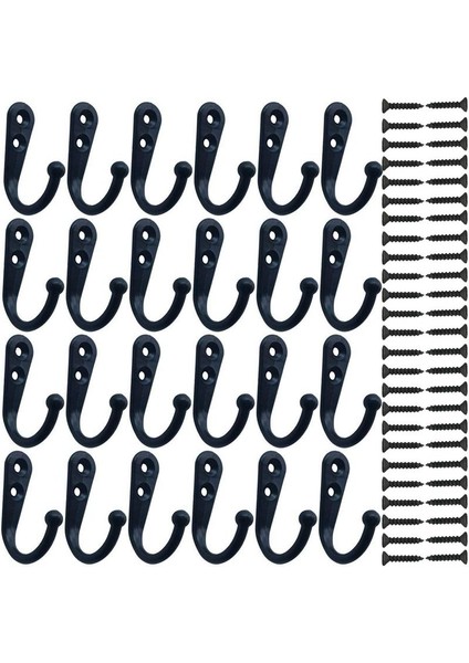 24 Parça Ceket Kanca Duvara Monte Robe Kanca Tek Ceket Askısı Yok Çizim Ve 50 Parça Vidalar Siyah | Robe Hooks (Yurt Dışından)