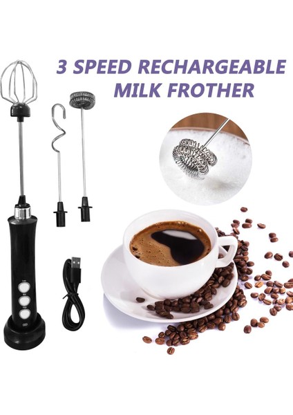 3 Hız Elektrikli Süt Frother Otomatik El Köpük Kahve Makinesi Yumurta Çırpıcı Süt Froother Taşınabilir Mutfak Kahve Çırpma Tolavatları | (Yurt Dışından)