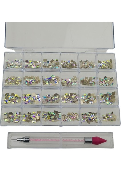 480 Adet Glitter 3D Rhinestones Ab / Kırmızı Flatback Parlak Taşlar Nail Art Süslemeleri Karışık Boyutu Tırnak Taşları Kristal Strass Aksesuarları | Rhinestones Süslemeler (Altın)