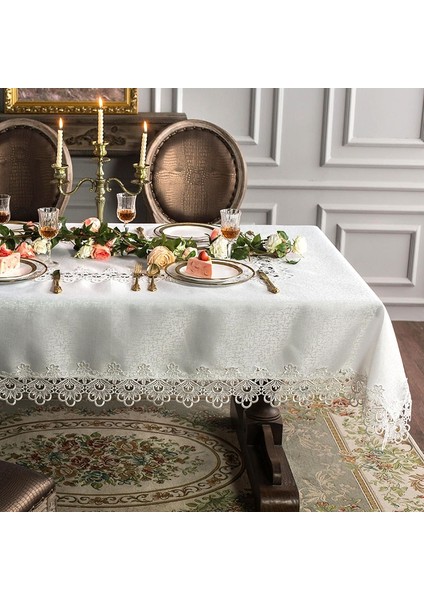 85 Cm Gurur Gül Beyaz Dantel Masa Örtüsü Kapak Havlu (Yurt Dışından)