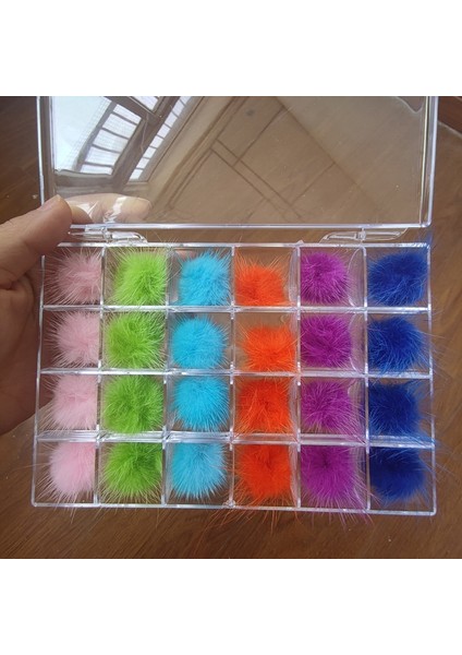 24 Adet Ayrılabilir Mıknatıs Topu Kabarık 3D Renkli 27 * 27Mm Kabarık Pom Pons Kiti Takı Manikür Aksesuarları Dıy Çiviler Pom Charms H * | Rhinestones Süslemeler (Yurt Dışından)