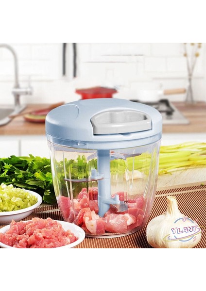 Döndür Sebze Kesici Kıyıcı Dilimleyici Meyve Sarımsak Basın Masif Peynir Kırıcı Pişirme Aksesuarları Mutfak Gadgets Aracı | (Mavi, 900Ml) (Yurt Dışından)