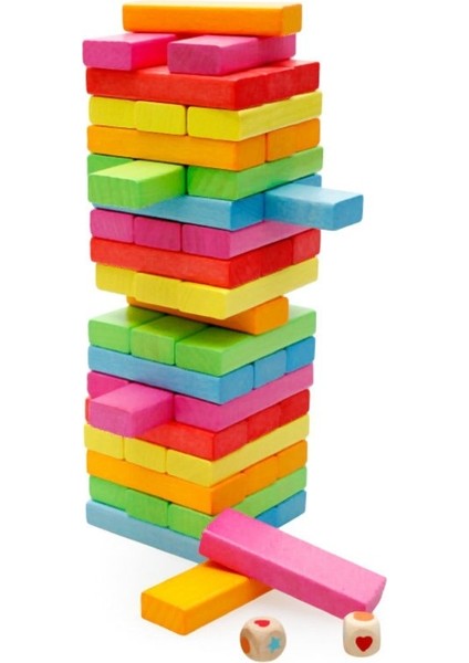 54 Adet / Ahşap Domino Set Gökkuşağı Istifleme Masa Oyunu Oyuncak Seti Çocuk Klasik Erken Eğitim Eğitim Ahşap Blok Oyuncak (Yurt Dışından)