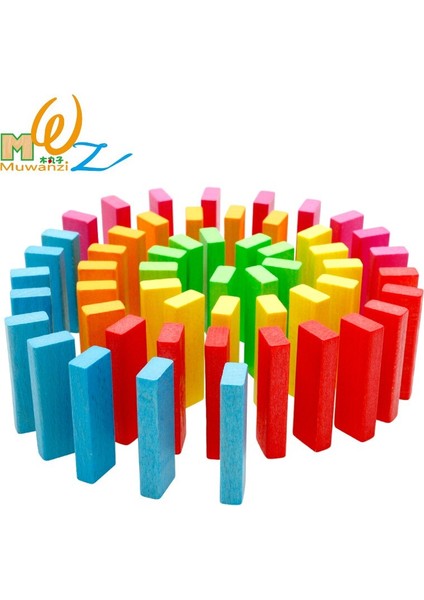 54 Adet / Ahşap Domino Set Gökkuşağı Istifleme Masa Oyunu Oyuncak Seti Çocuk Klasik Erken Eğitim Eğitim Ahşap Blok Oyuncak (Yurt Dışından)
